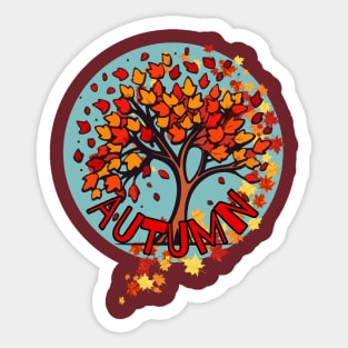 Fresh Autumn Fall morning colored leaves Falling Sticker